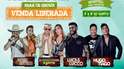 Ingressos a venda para Shows do Arraiá Beneficente